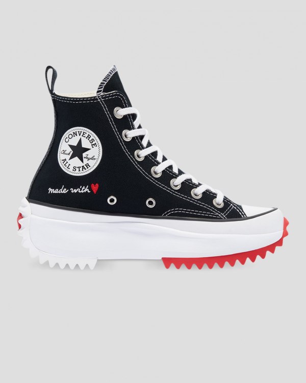 Converse Run Star Hike Love Thread Sort Sko Danmark - Converse Høje Sneakers Herre - 93514LEFX